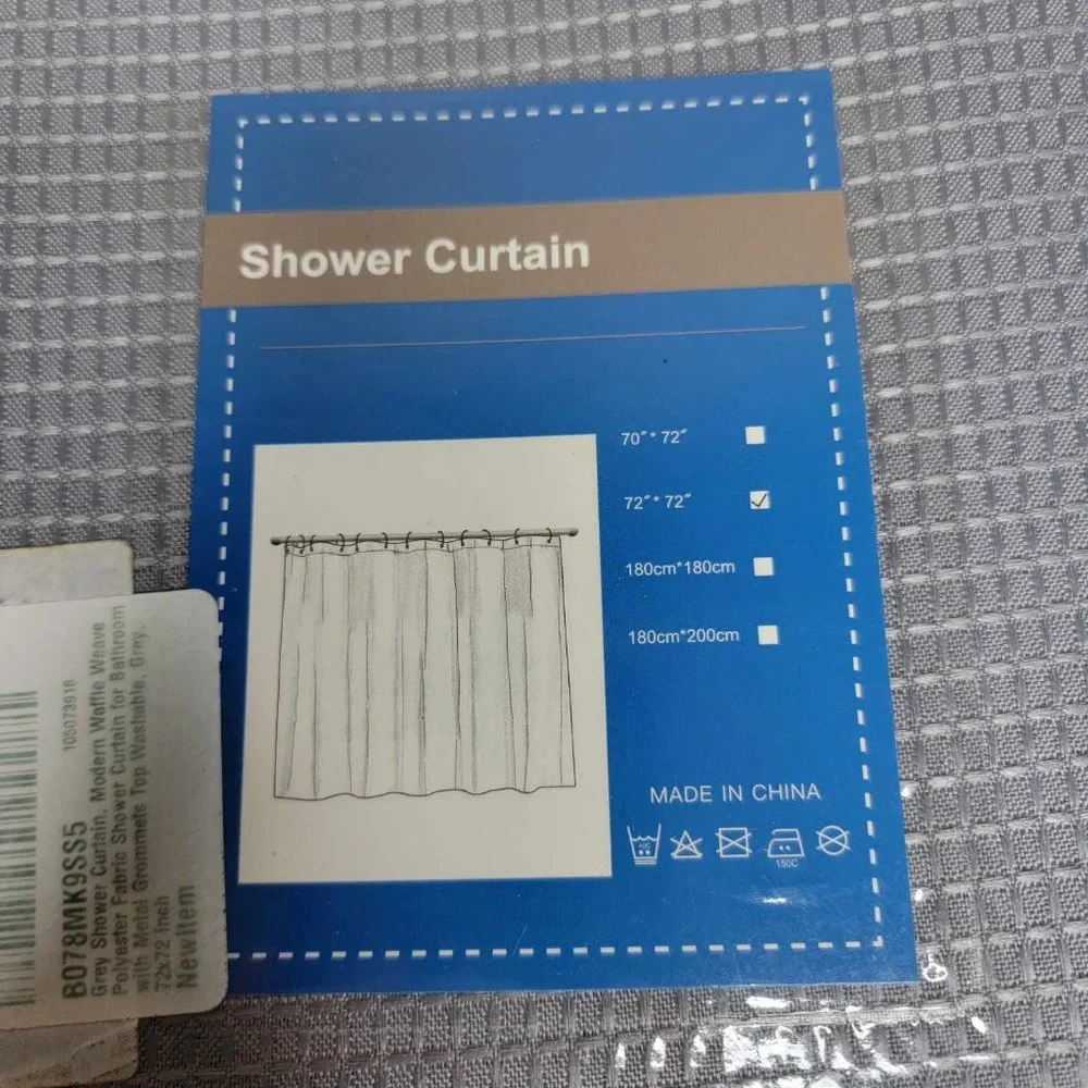 CAROMIO Grey Shower Curtain, Modern Waffle Weave Polyester Fabric Shower Curtain
